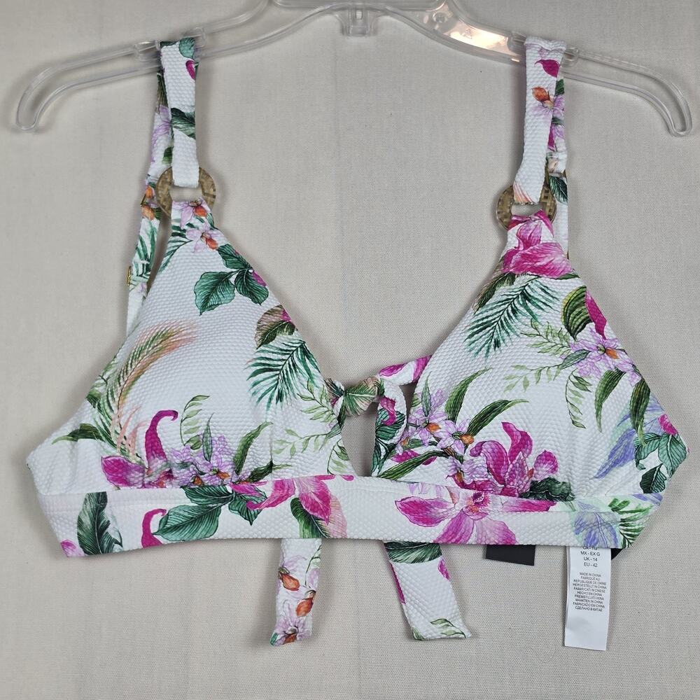 La Blanca Floral Triangle Bikini Top Women's Size 10 Textured Tropical Floral